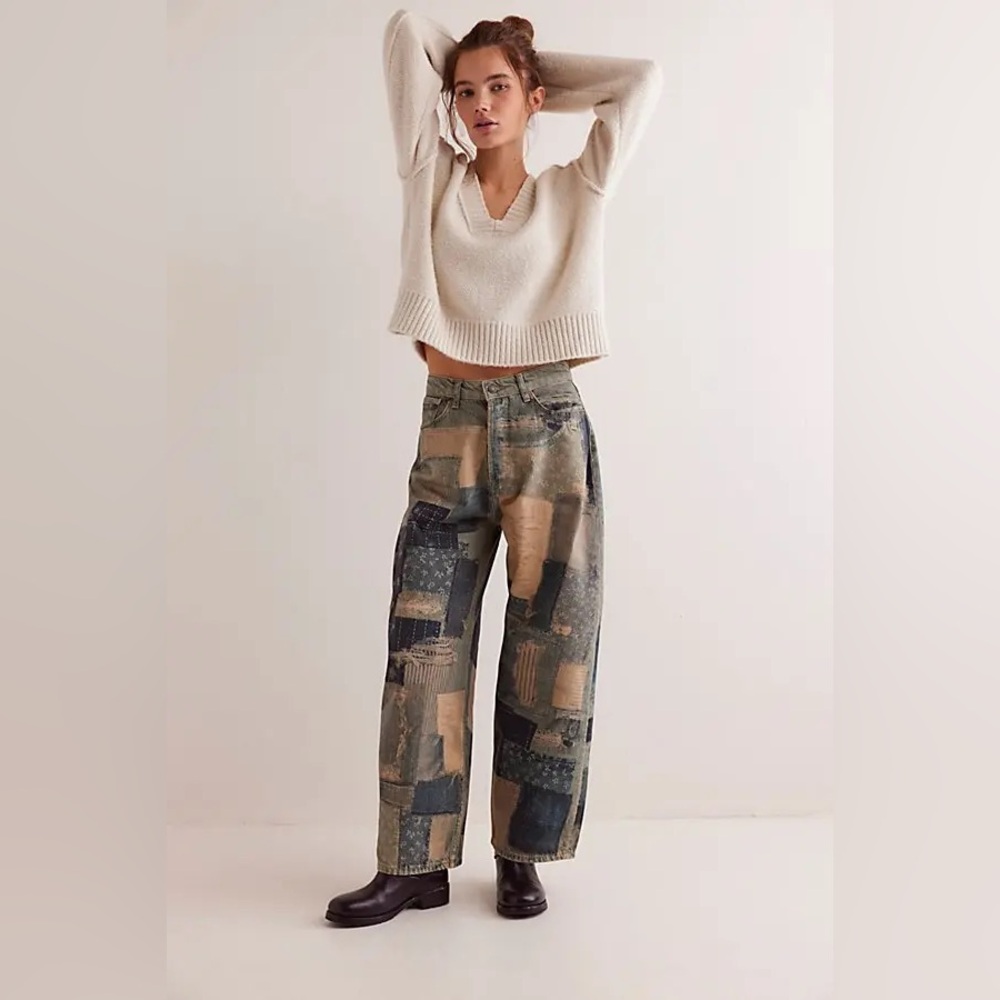 NWT Free People We The Free Illusions Printed Relaxed Jeans - Picture 5 of 8